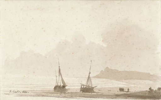 Seacoast with ships on the beach