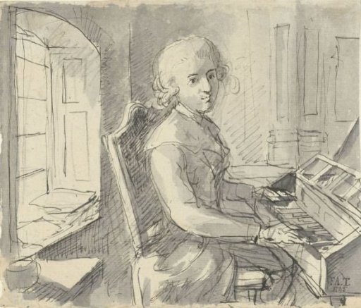 A pianist seated at the keyboard