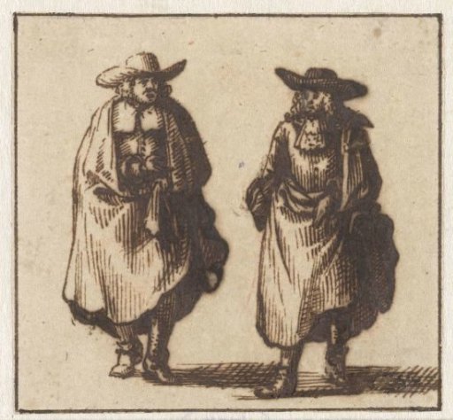 Two standing gentlemen in heavy cloaks
