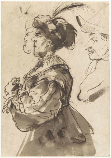Caricature of an Old, Overdressed Woman