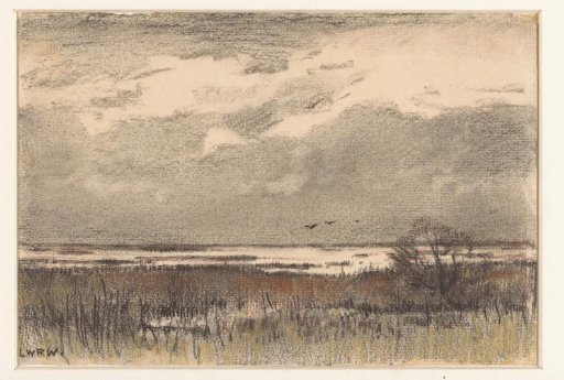 Loosdrecht Pools, with dark cloudy sky