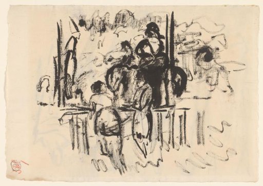 Spectators in conversation on the racecourse at Boitsfort
