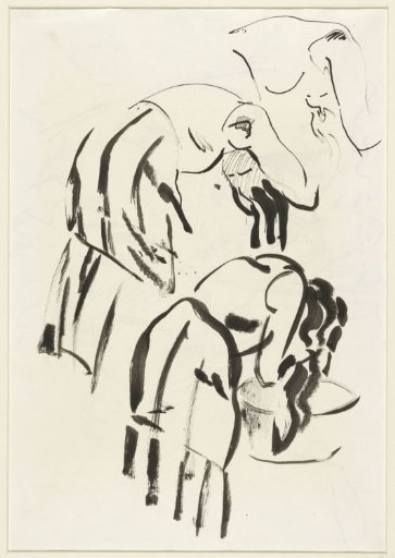 Sketches of a woman washing her hair