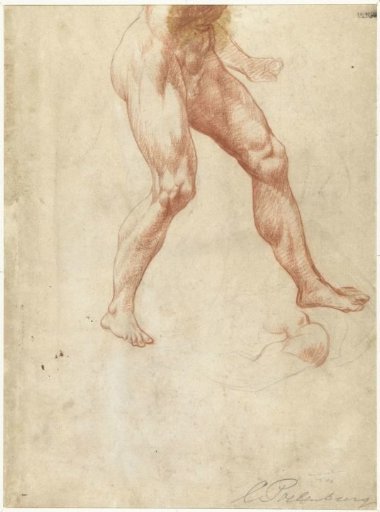 Study of the lower body of a walking male nude