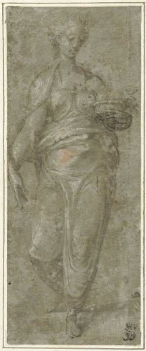 Standing female saint, with a radiant halo
