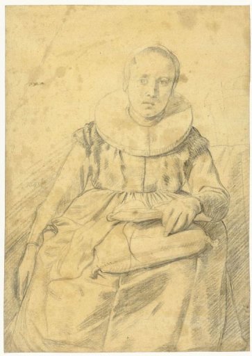 Seated Woman with a Cushion and Book on her Lap