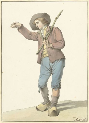Peasant boy pointing with the right hand