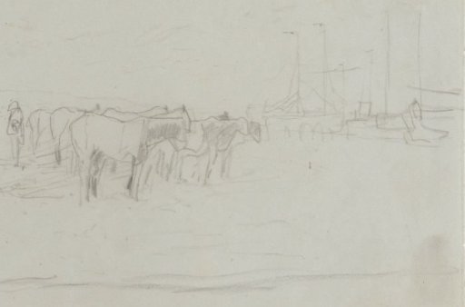 Beach with horses and boats