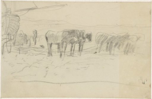 Horses before a boat