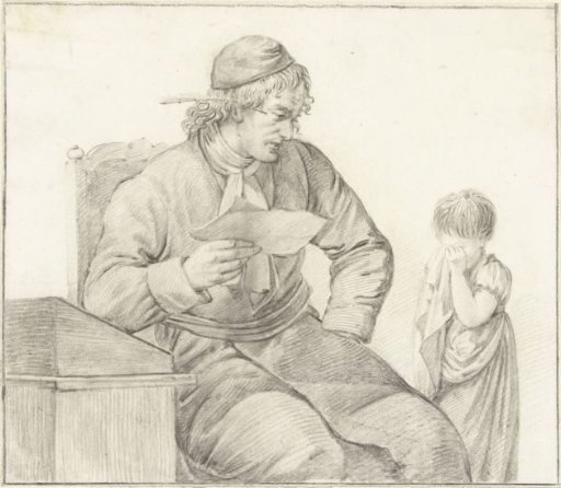 Schoolmaster Scolding a Little Girl