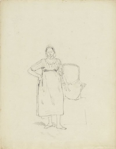 Sketch of a standing woman with a basket