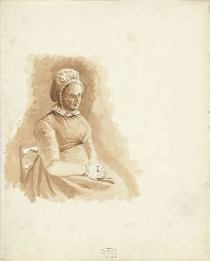 Seated woman with folded hands
