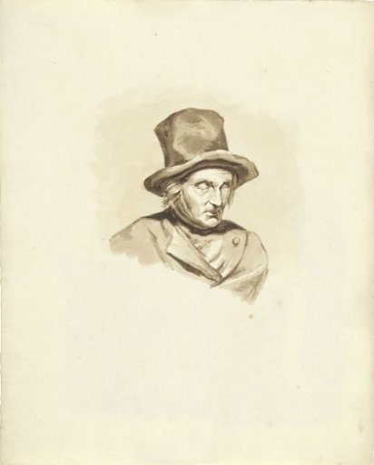 Bust of an old man with a tall hat