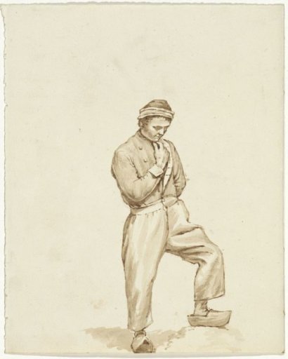 Standing man lost in thought