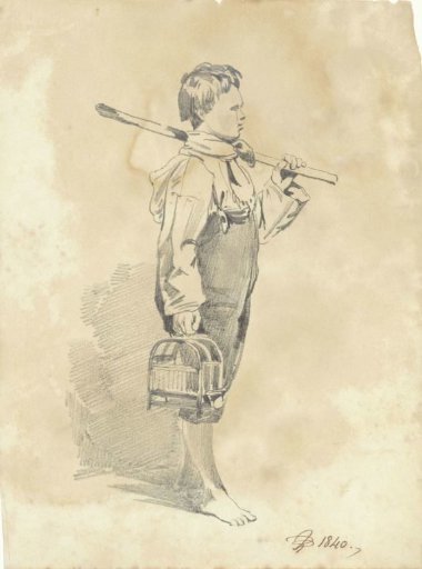 Boy with a birdcage