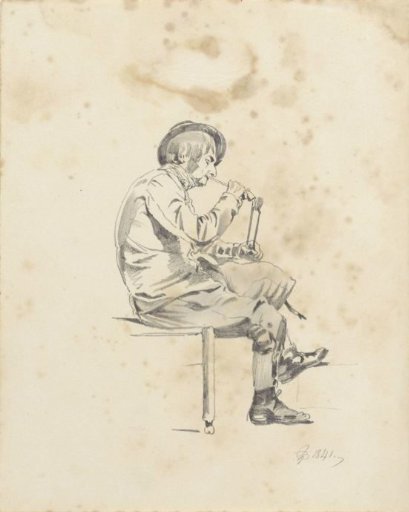 Man lighting his pipe