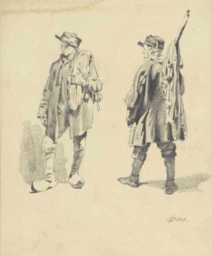 Two studies of a standing man