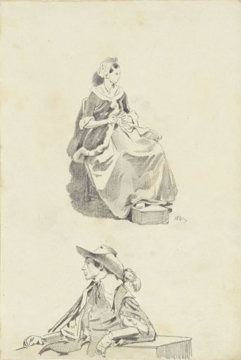 Seated man and woman