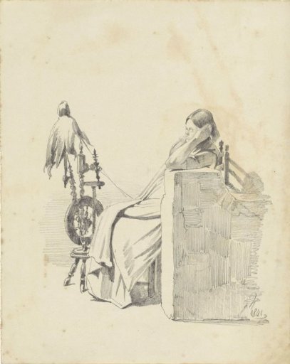 Seated woman spinning