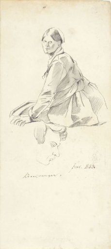 Seated woman and head study