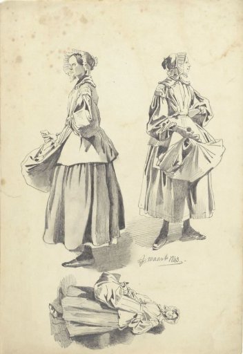Three studies of a standing woman