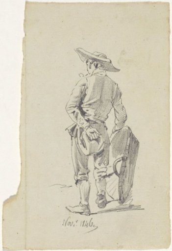 Standing Man with a Basket, Seen from Behind