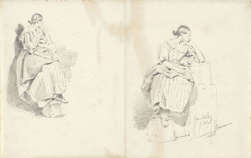 Two studies of a seated woman