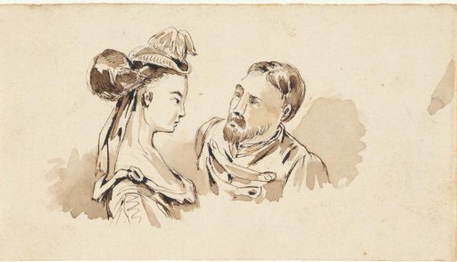 Busts of a man and a woman
