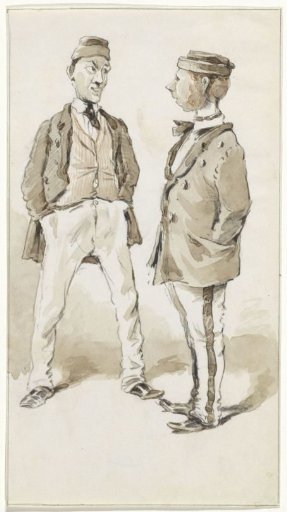 Two standing talking young men