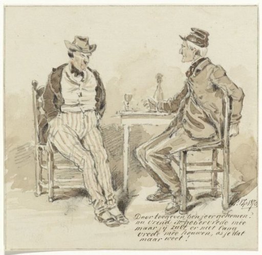 Two seated men at a table