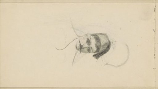 Head of a man with a fez and monocle