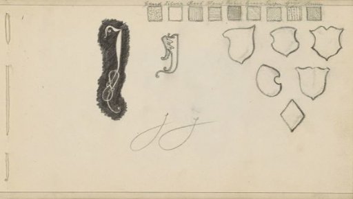 Stylized capital letters J, color studies and fantasy forms
