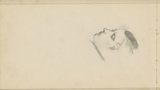 Portrait head of a young man with slicked-back hair