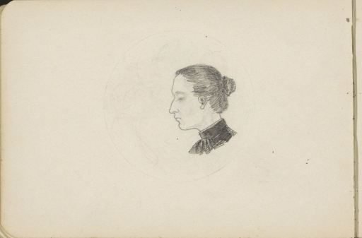 Head of a Woman with a Bun, in Profile to the Left