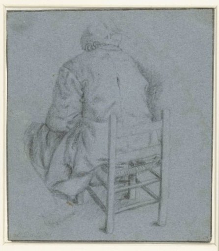 Figure Seated on a Low Stool, Seen from Behind