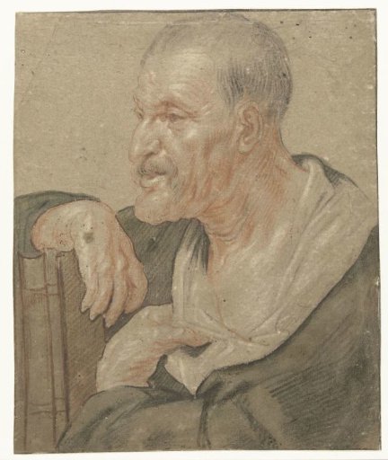 Shoulder piece of an evangelist, facing left
