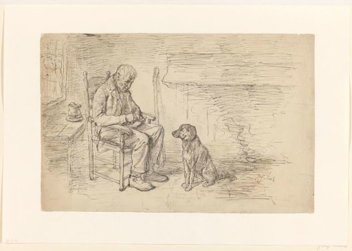 Seated man with a dog