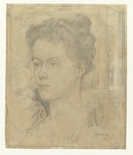 Portrait of Jan Toorop's Wife Annie Hall or Her Sister Janet Hall