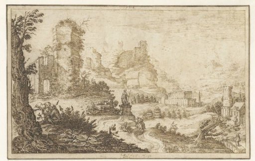 Landscape with Ruins and a Statue