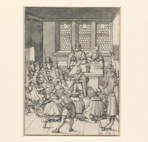 Court session in a Swiss town hall