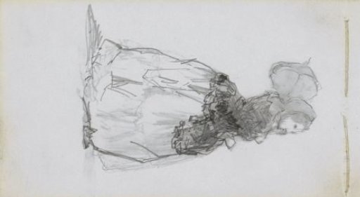 Woman with a parasol in a long dress and cloak