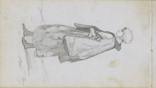 Walking girl with crossed arms