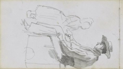 Seated man with a hat