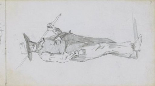 Man Carrying a Stick on His Shoulder