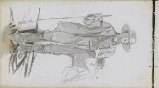 Standing Man with a Hat and Walking Stick