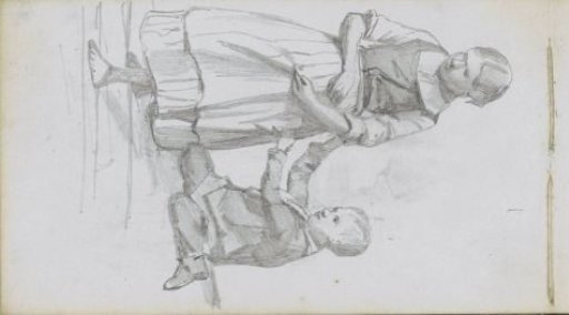 Boy Kneeling Beside a Girl