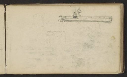 Two figures on a barge