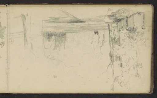 Two figures on a tree-lined avenue