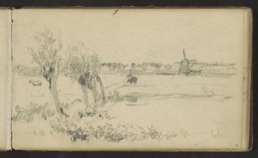 Landscape with trees and a mill