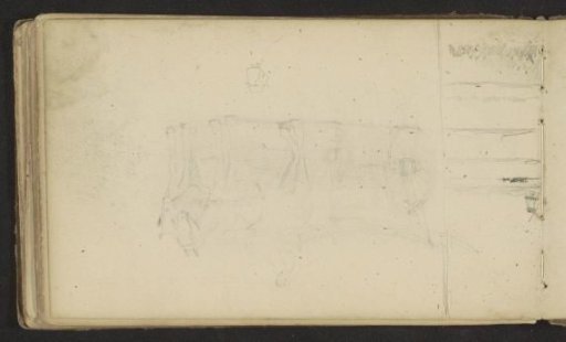 Horse-drawn carriage and a landscape with a windmill
